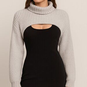 RtA Gray Knit Turtleneck Shrug Sweater NWT Sample Size Small